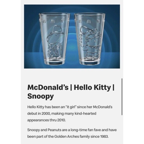 McDonald's 2024 Collectors Glasses / Cups Set Of 4 Nostalgic Ty,Hello Kitty etc. - Picture 15 of 16